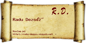 Radu Dezső névjegykártya